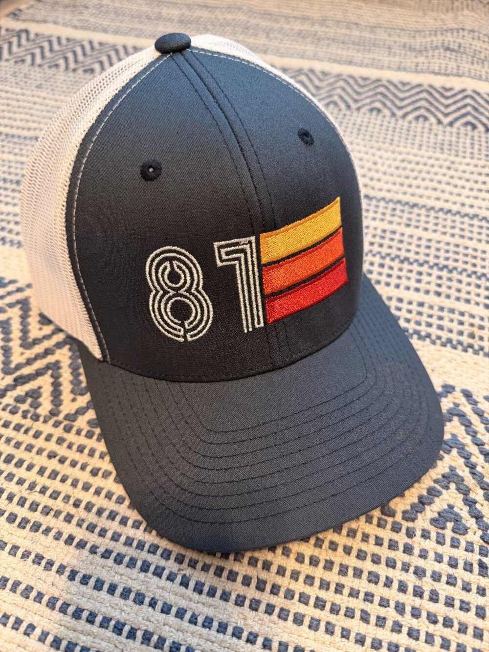 Retro Style 1981 Trucker Hat Navy White Snapback